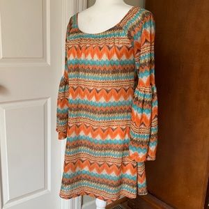 Hippy dress - boho/60s/70s/retro/vintage - orange blue brown ⭐️Voll⭐️